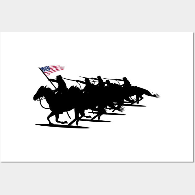 Army - Cavalry Charge - Black Silhouette Wall Art by twix123844